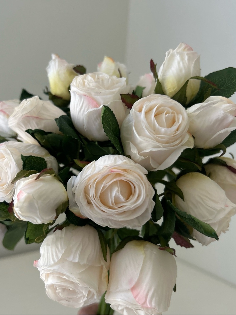 Elegant Faux Ivory Rose Bouquet Home Decor Stems Only -12 stems/24 buds NEW - Picture 9 of 14